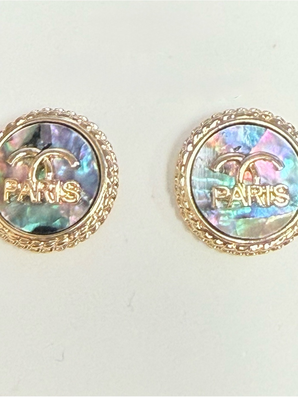 Fashion Jewelry Gold-Tone Iridescent Round Stud Earrings